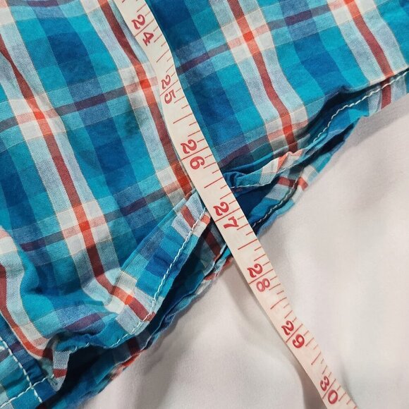 Cody James Western Flannel Shirt Plaid Button Up Long Sleeve Teal Small - Picture 4 of 5